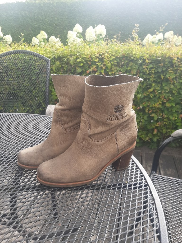 Shabbies Amsterdam leren laarzen, Shabbies Amsterdam, Beige, Lage of Enkellaarzen, Ophalen of Verzenden