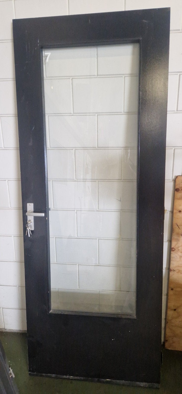 Binnendeur met glas 83x210 cm, incl. beslag en scharnieren, Ophalen, Gebruikt, 80 tot 100 cm, Binnendeur