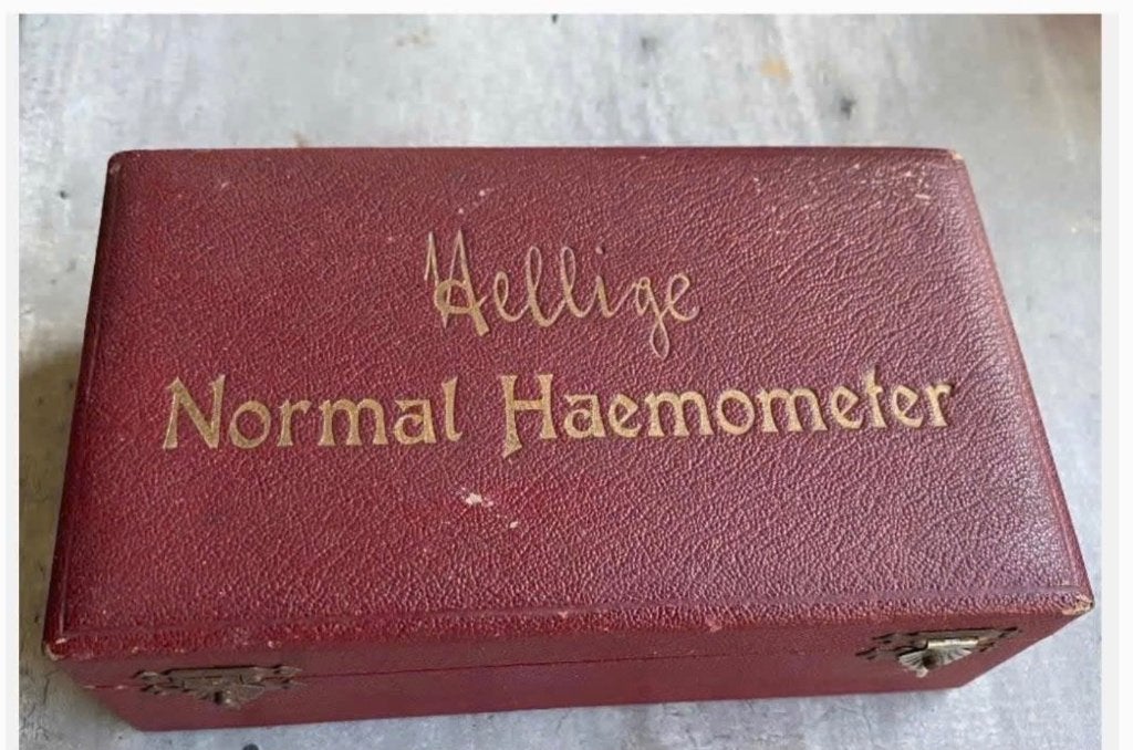Oud Instrument meter hemoglobinegehalte in het bloed in doos, Ophalen of Verzenden