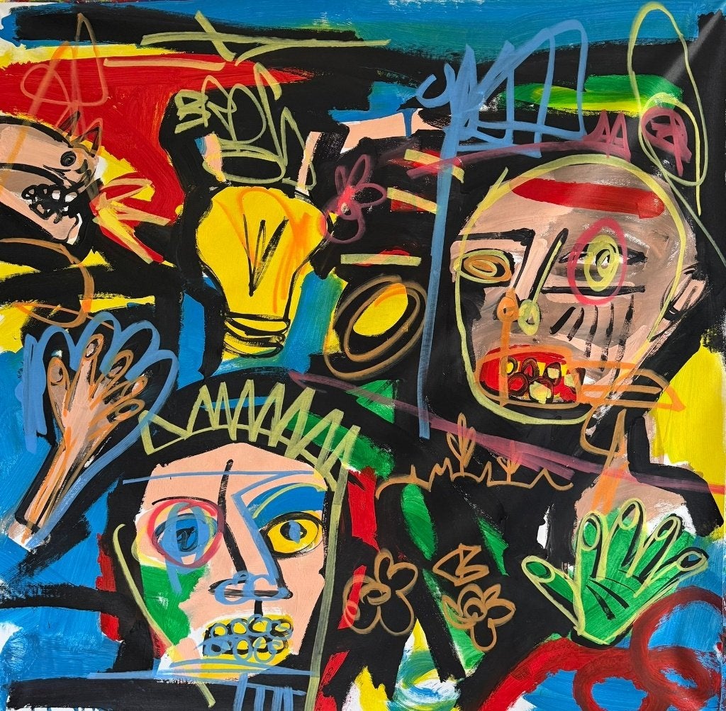 Freda People – Guernica abstract – 105 x 105 cm – origineel, Antiek en Kunst, Kunst | Schilderijen | Modern, Ophalen, Echtheidscertificaat