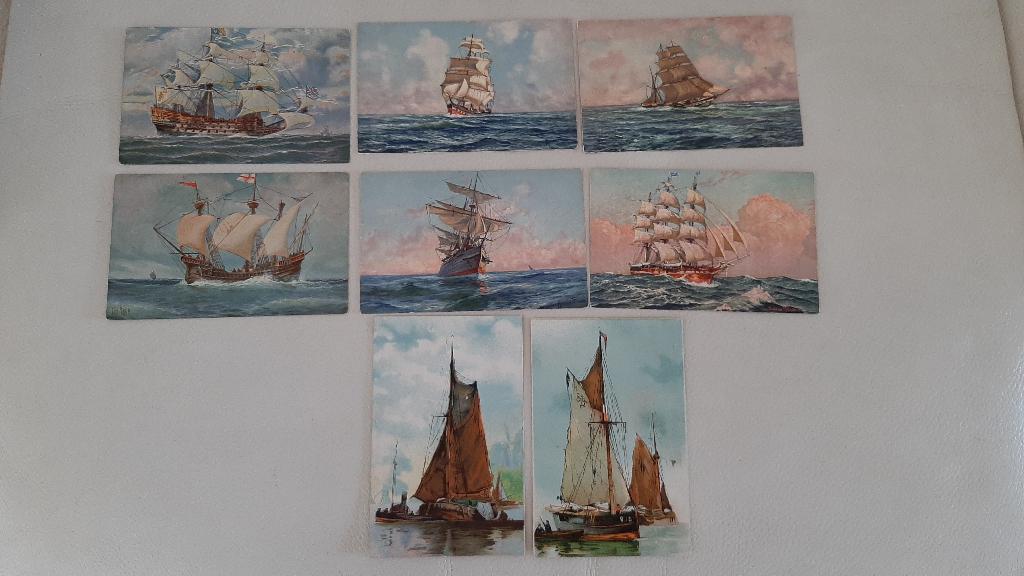 8 Oude  Kaarten – Scheepvaart, Ophalen of Verzenden, 1940 tot 1960, Ongelopen, Voertuig