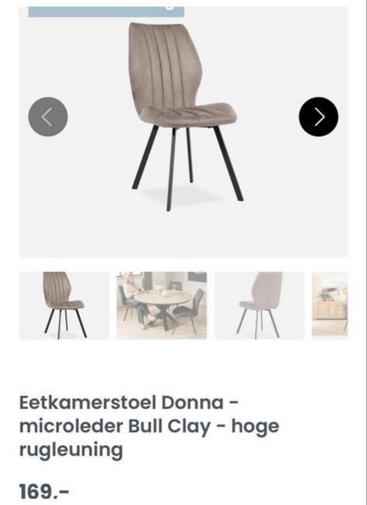 Eetkamerstoel Donna microleder Bull Clay, Huis en Inrichting, Stoelen, Gebruikt, Overige kleuren, Verzenden, Eén