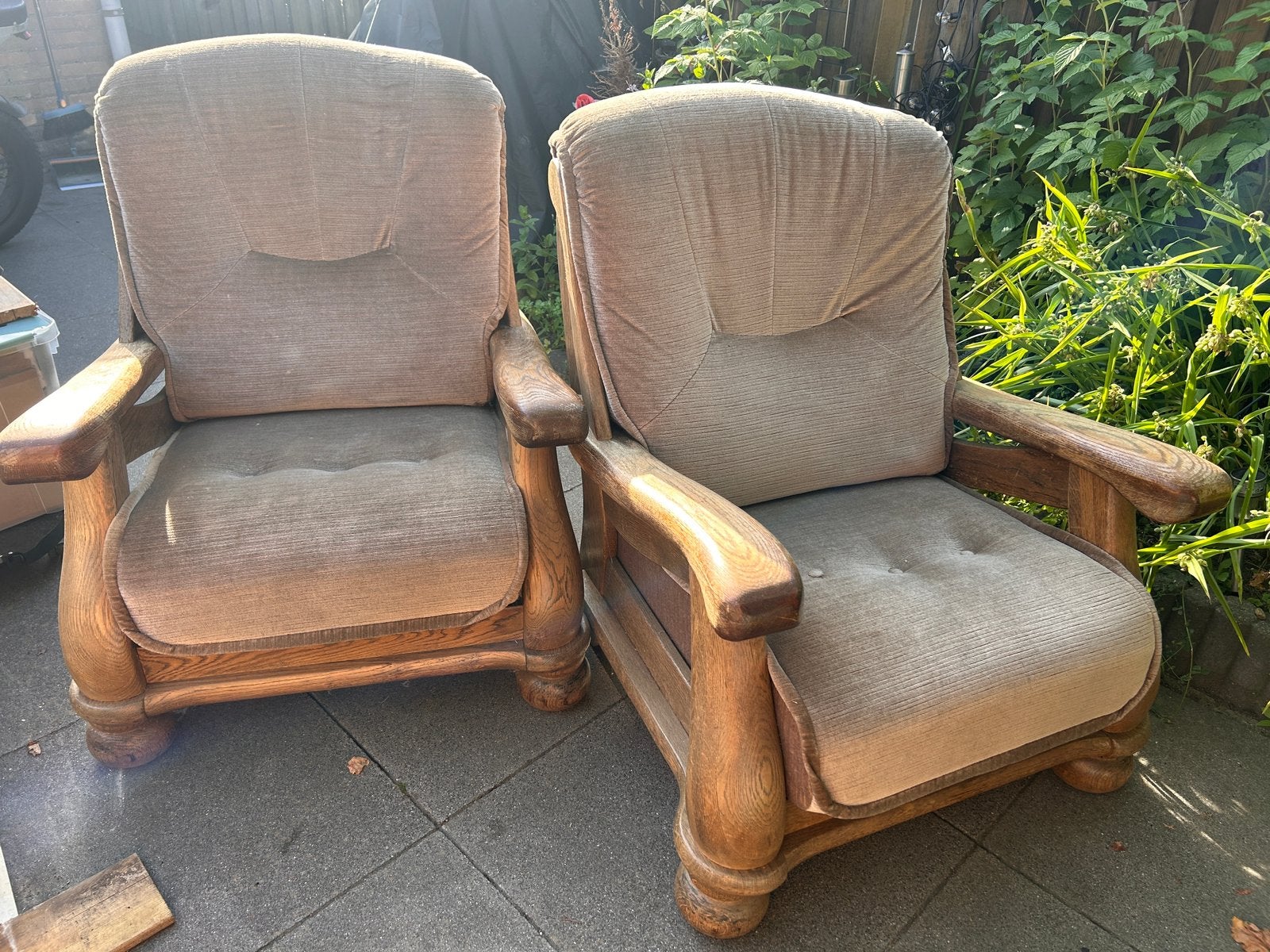 Te koop: 2 houten fauteuils, Ophalen, 75 tot 100 cm, Zo goed als nieuw, 50 tot 75 cm