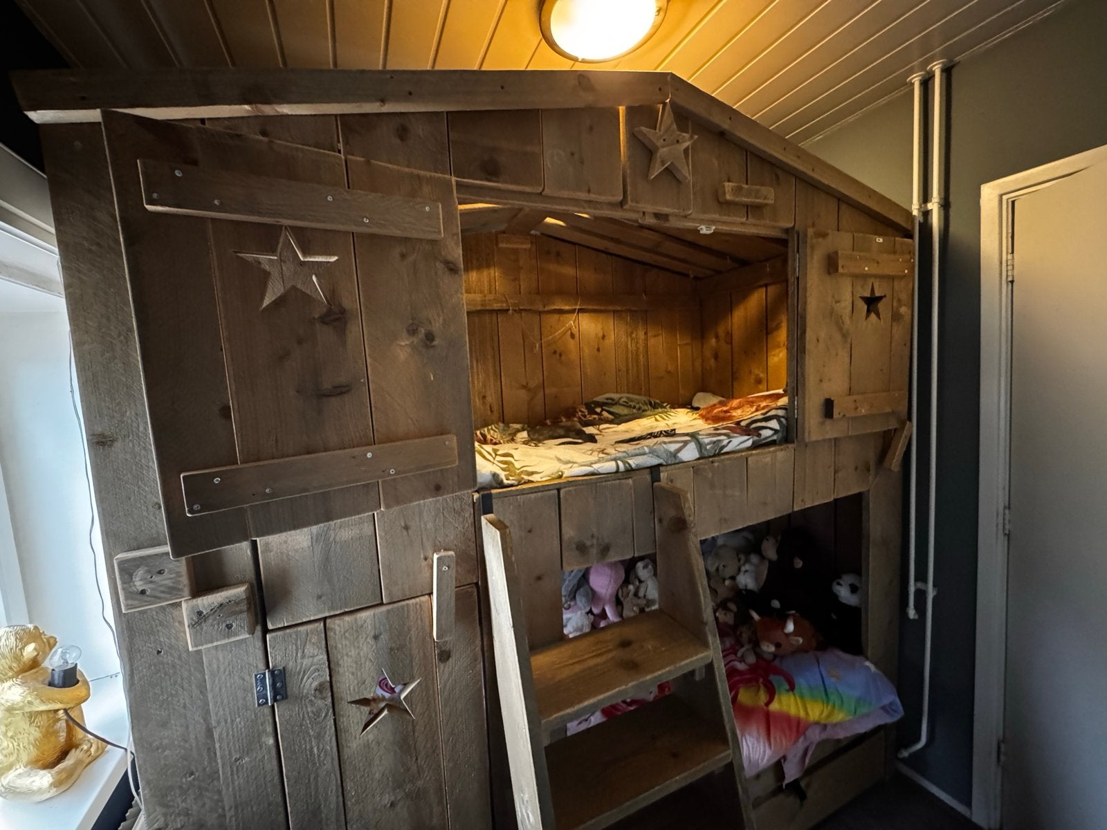Houten stapelbed te koop, Ophalen, Tweepersoons, 200 cm, 100 cm