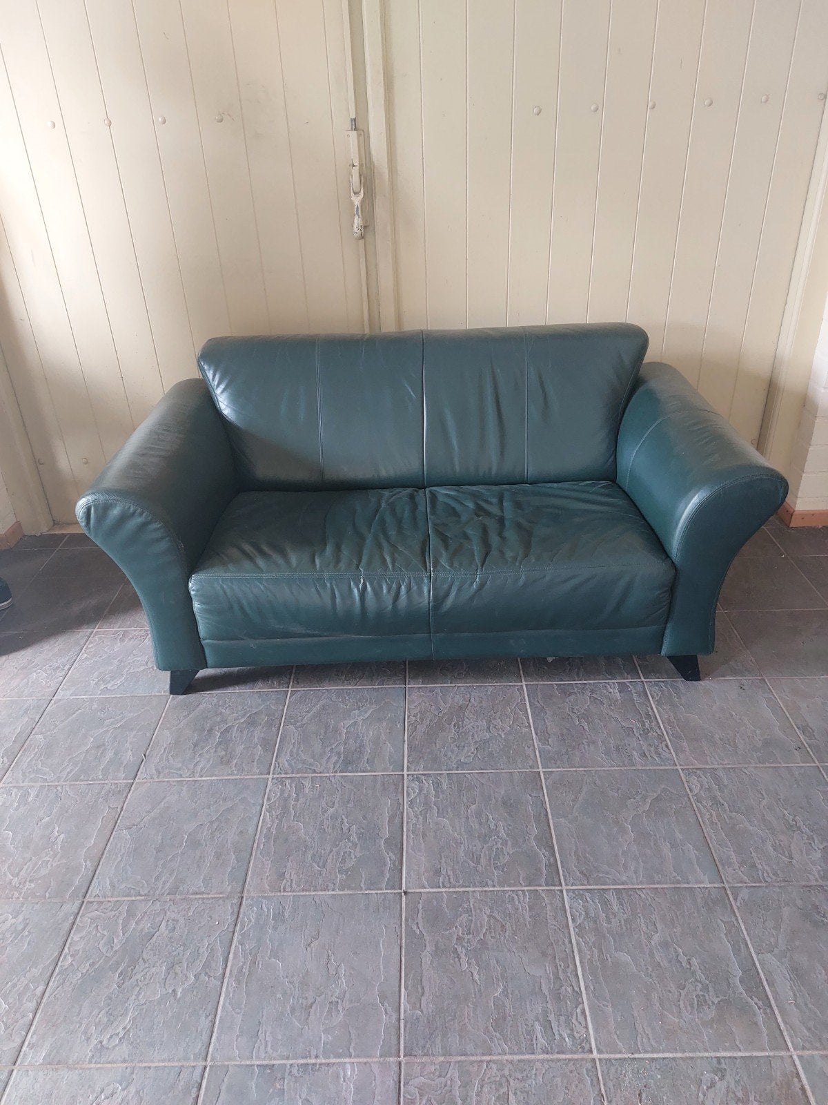 Leren tweezit bank te koop!, Ophalen, 75 tot 100 cm, Tweepersoons, Minder dan 150 cm