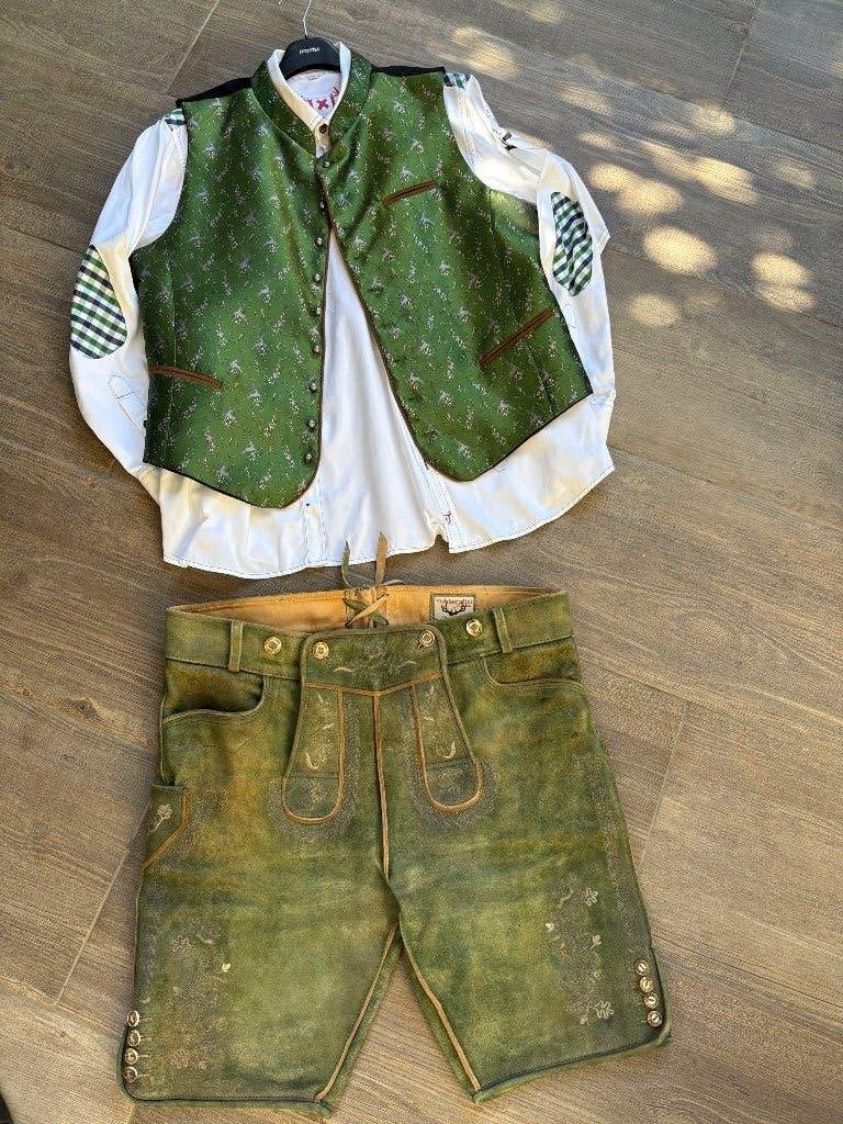 Lederhose + hemd + gilet, Maat 52/54 (L), Ophalen of Verzenden, Overige thema's, Gedragen
