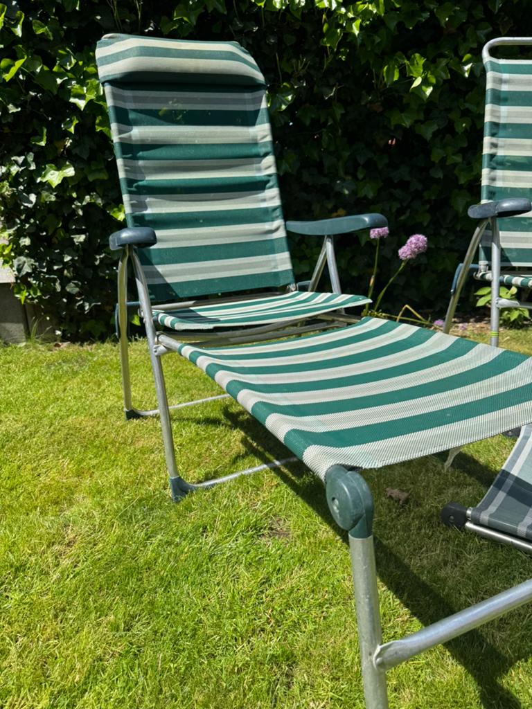 4x crespo stoel 2x voetenbankje, Ophalen, Gebruikt, Campingstoel