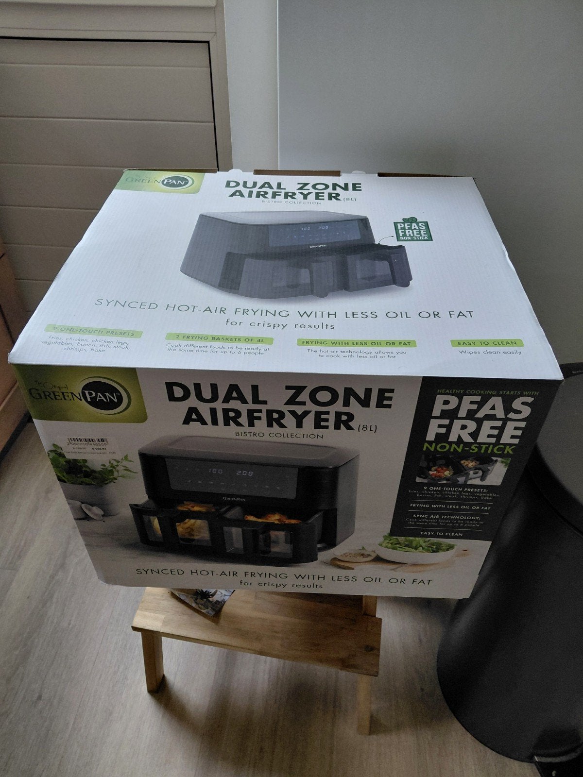 GreenPan Dual Zone Airfryer 8L  pfas vrij- Nieuw in doos, Ophalen of Verzenden, Nieuw, Airfryer, 1500 gram of meer