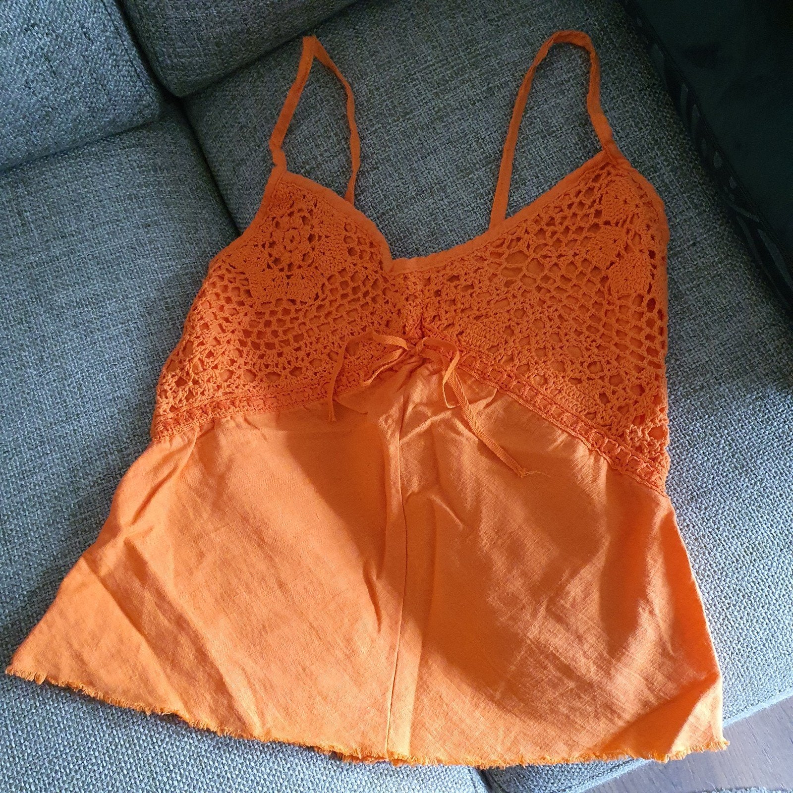 Oranje zomer topje maat S, Kleding | Dames, Tops, Zo goed als nieuw, Oranje, Korte mouw, Ophalen