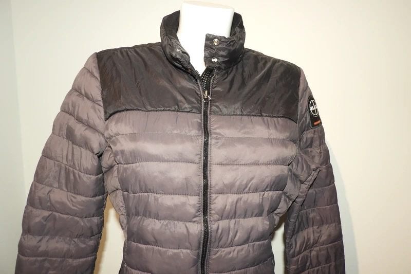 Parajumpers heerlijke dons jas grijs zwart merk embleem 38, Maat 38/40 (M), Overige kleuren, Verzenden, Parajumpers