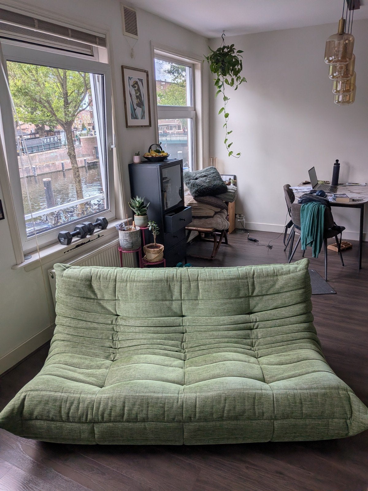 Ligne Roset Togo bank - 3-zits in groen, Ophalen, 100 tot 125 cm, 150 tot 200 cm, Driepersoons