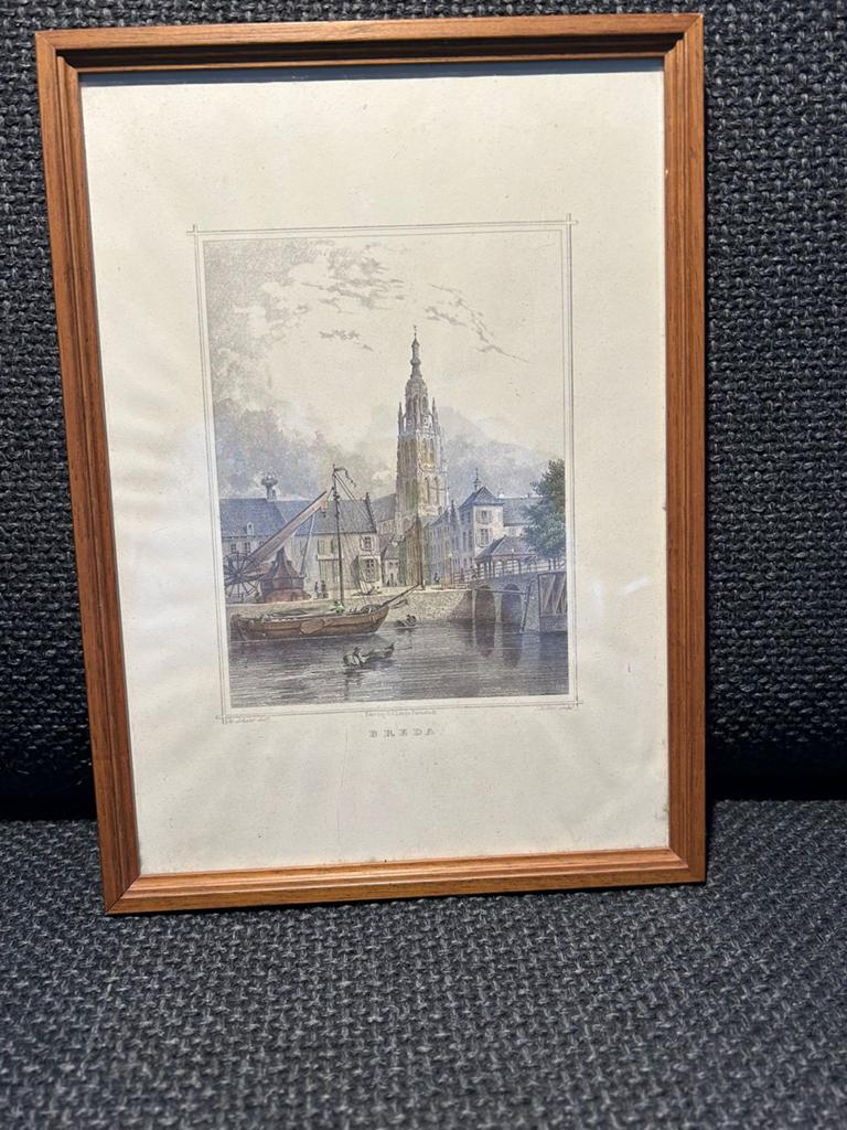 Gedetailleerde gravure van Breda, Antiek en Kunst, Ophalen