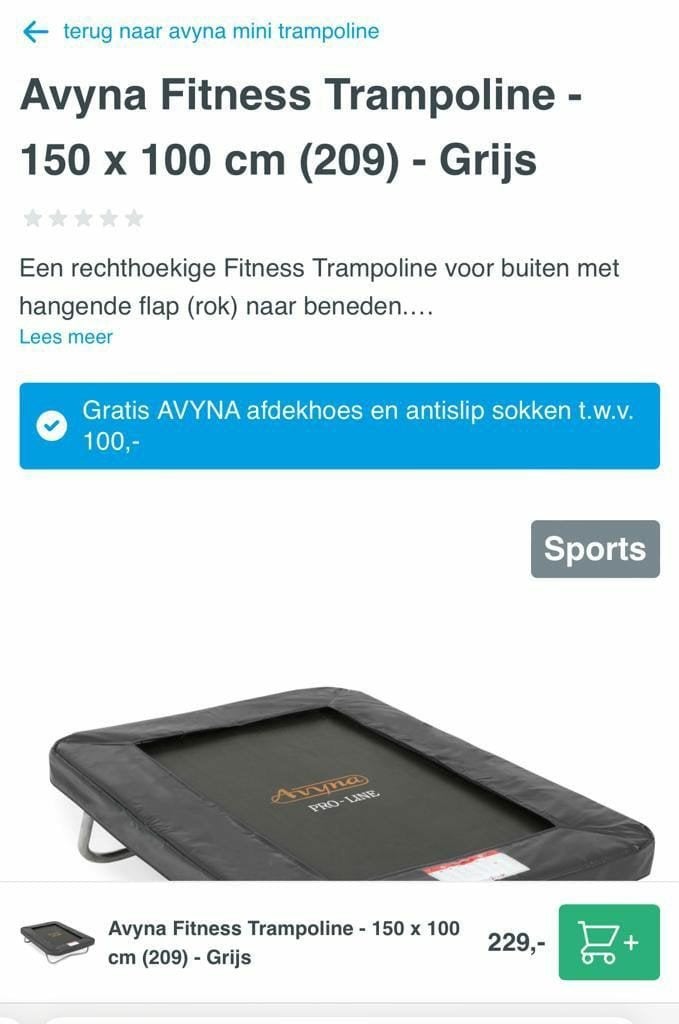 Avyna Fitness Trampoline - PRO-LINE - 150 x 100 cm, Ophalen of Verzenden