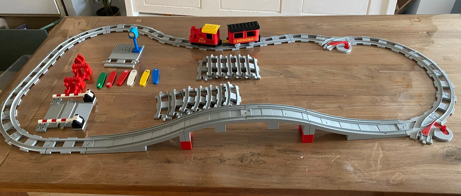 Lego Duplo Treinset met Rails, Brug en Accessoires, Gebruikt, Overige thema's, Ophalen of Verzenden, Duplo