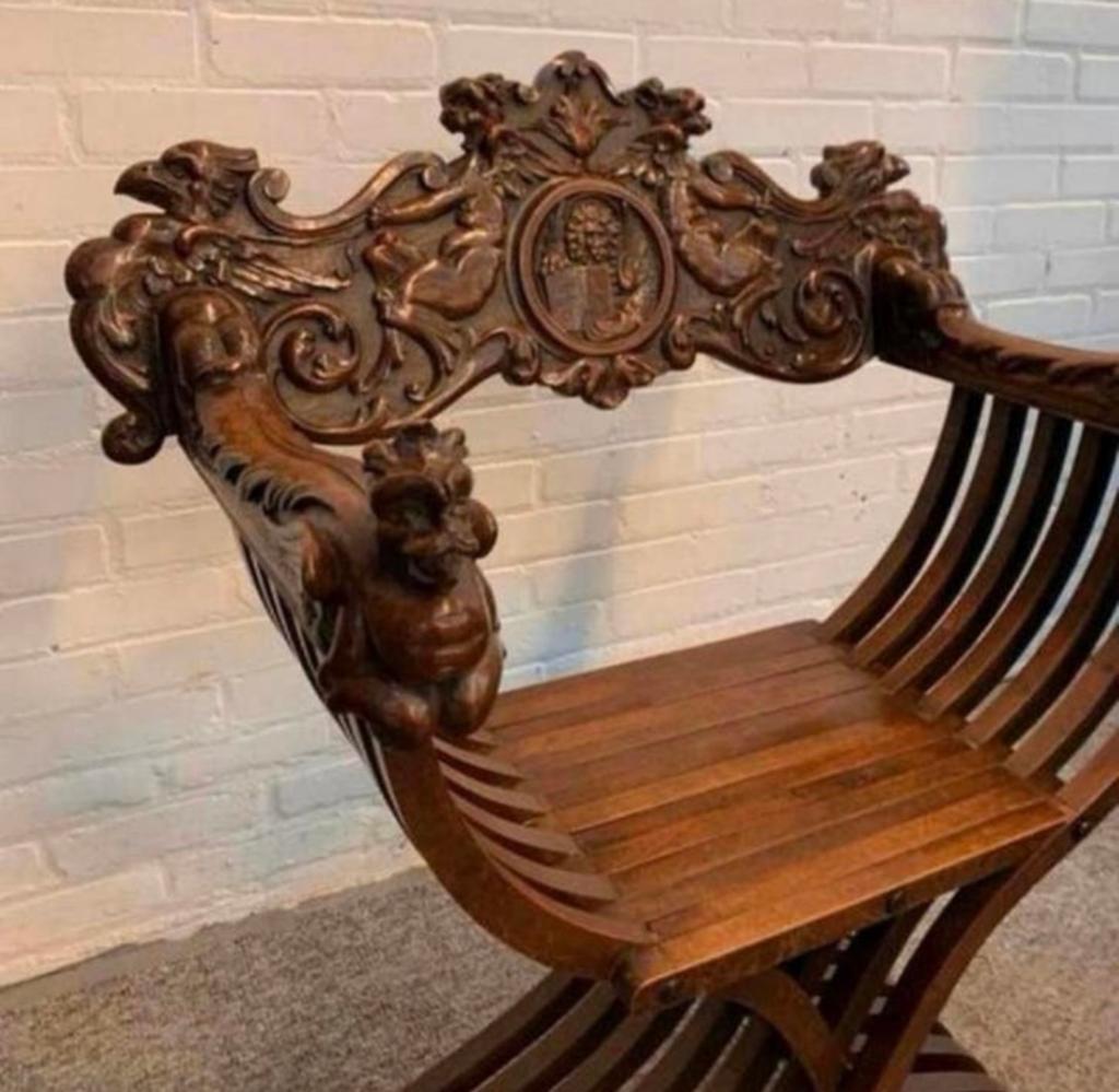 Fauteuil dagobert Savonarola stoel Florentijnse Renaissance, Ophalen of Verzenden