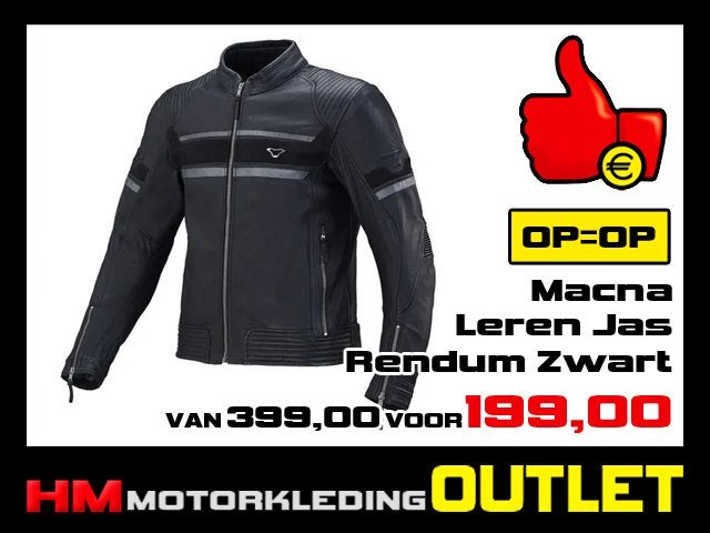 Leren motorjas Macna Rendum Zwart - VOORDEEL, Motoren, Info@huybersmotoren.nl, Heren, HM - Sale, NL