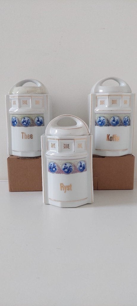 3 Set Art Deco Voorraad potten pot Koffie, Ryst & Thee, Overige materialen, Eu, Gebruikt, Eu