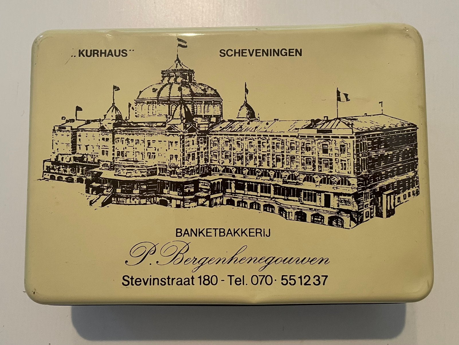 Vintage art deco blik Scheveningen Kurhaus Bergenhenegouwen, Verzamelen, Blikken, Ophalen of Verzenden, Gebruikt, Overige