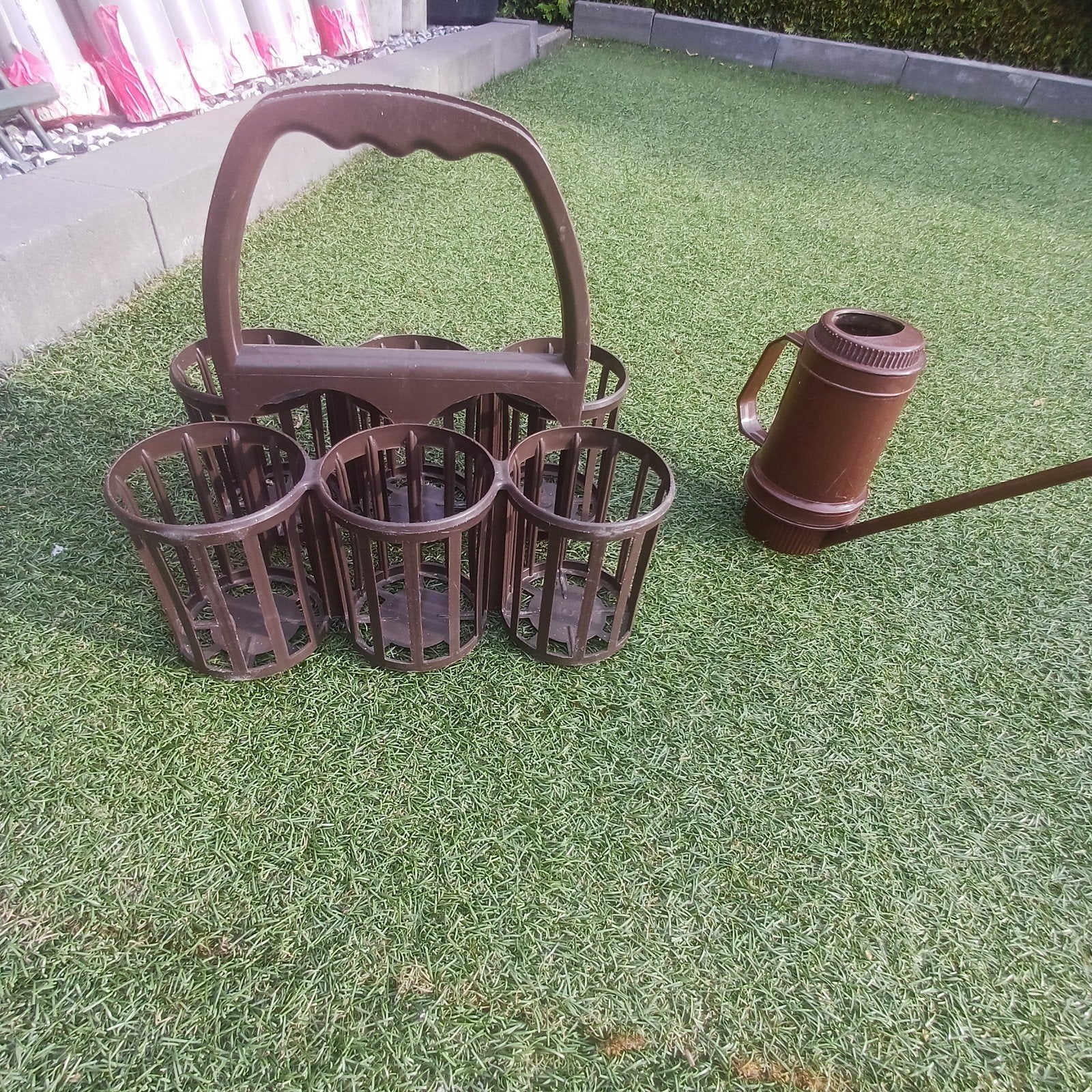 Vintage Curver bruine flessenmand of flessen drager van plas, Ophalen
