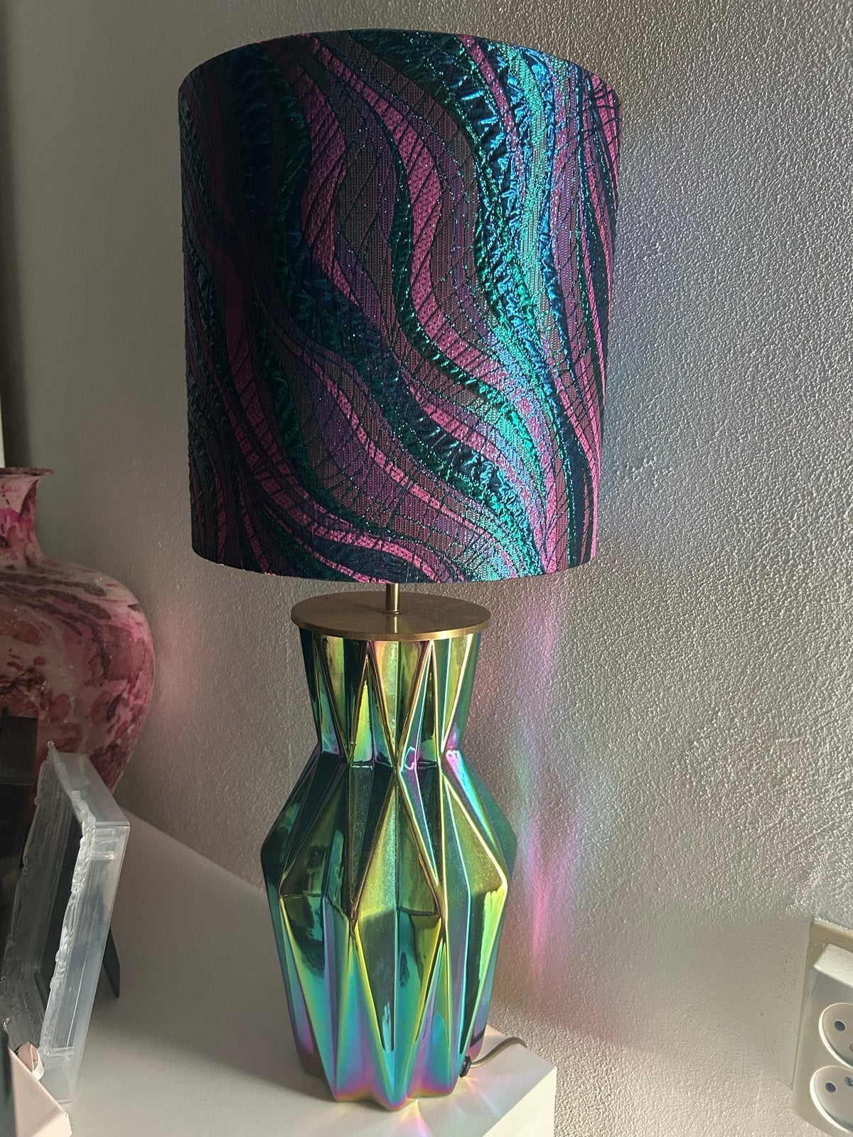 Unieke Pols Potten vaas lamp met kleurrijke kap, Ophalen, Overige merken, Meerkleurig, Keramiek