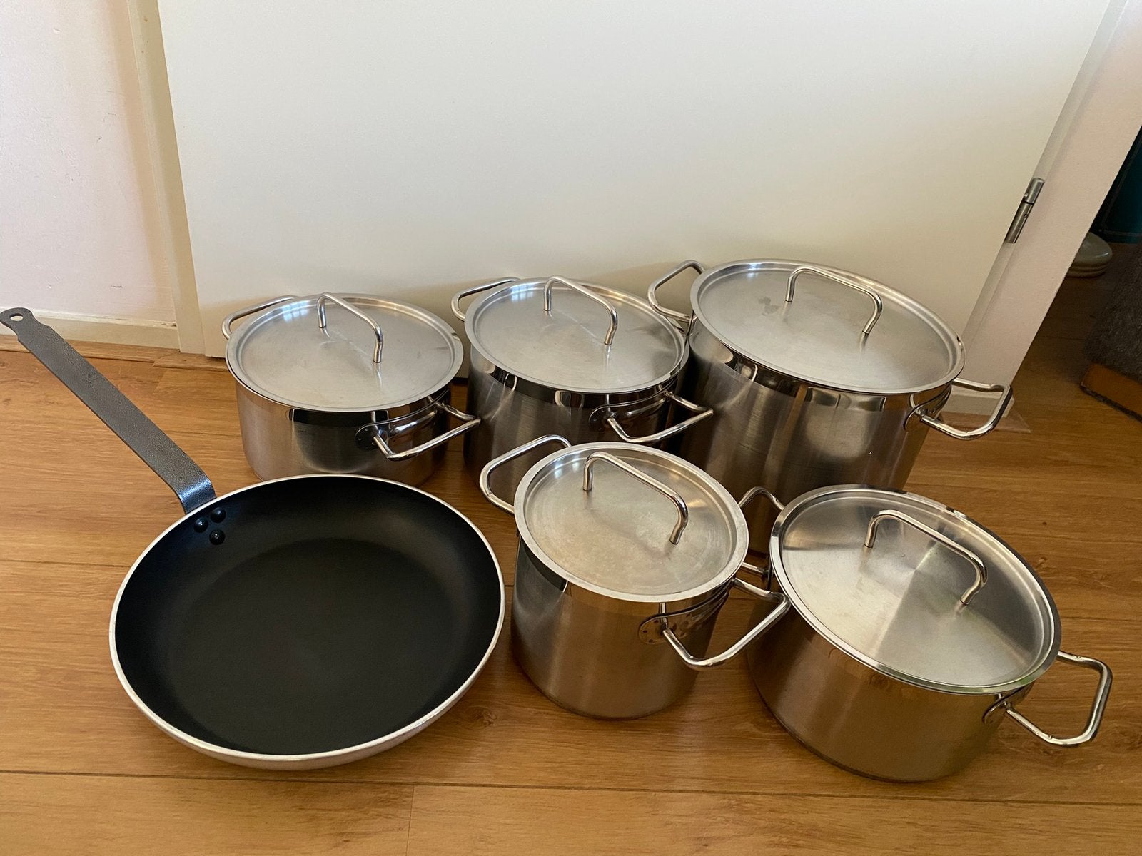 Pannenset Hendi 6 delig, Ophalen, Gebruikt, Rvs, Pannenset