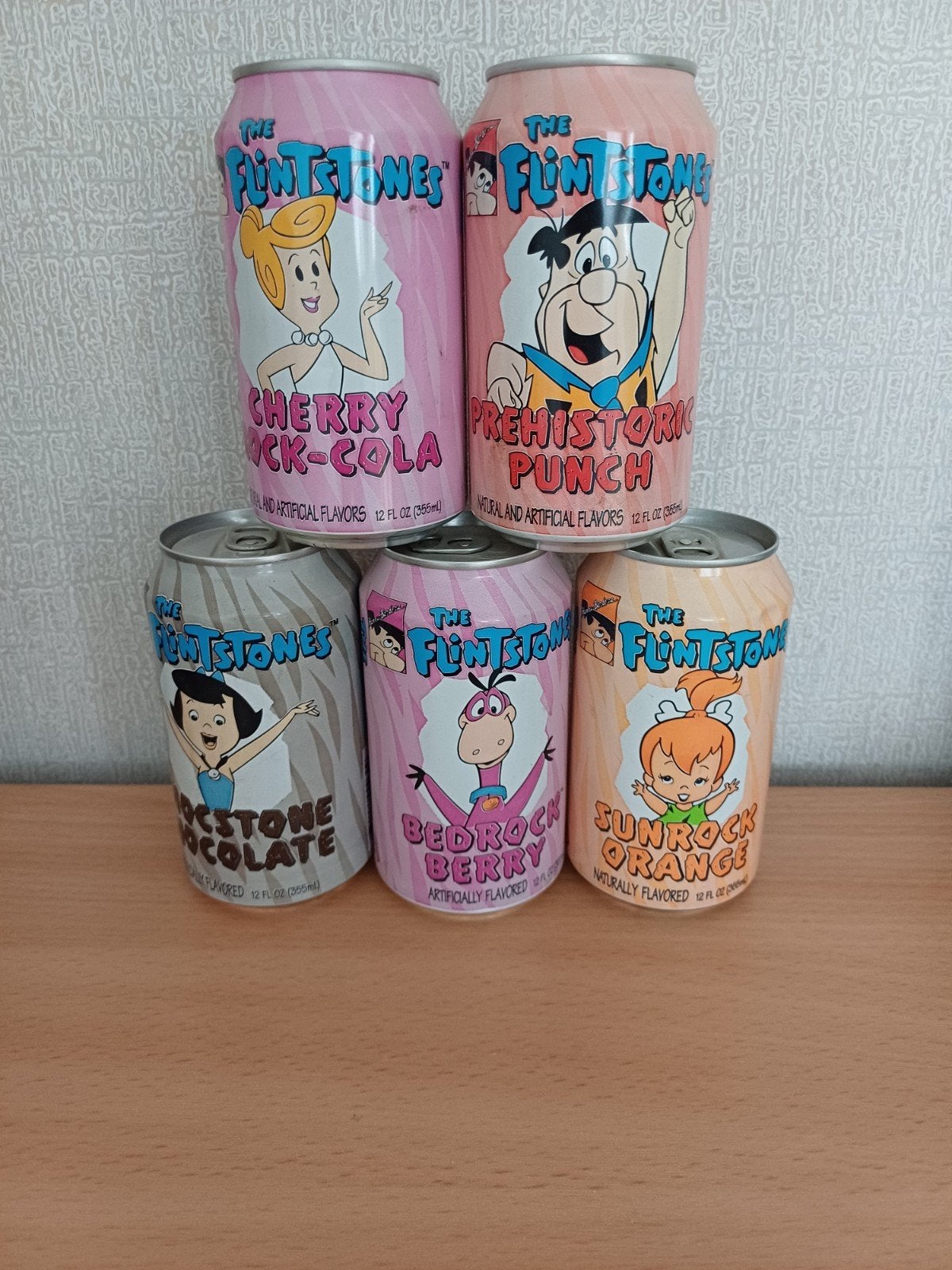 Flintstones hanna barbera 5 blikjes 1994 fred Wilma barney, Verzamelen, Ophalen of Verzenden, Gebruikt, Beeldje of Figuurtje