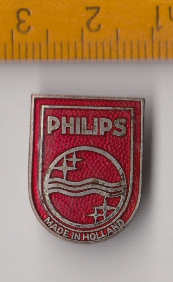 Philips Radio embleem schildje logo rood C, Ophalen of Verzenden