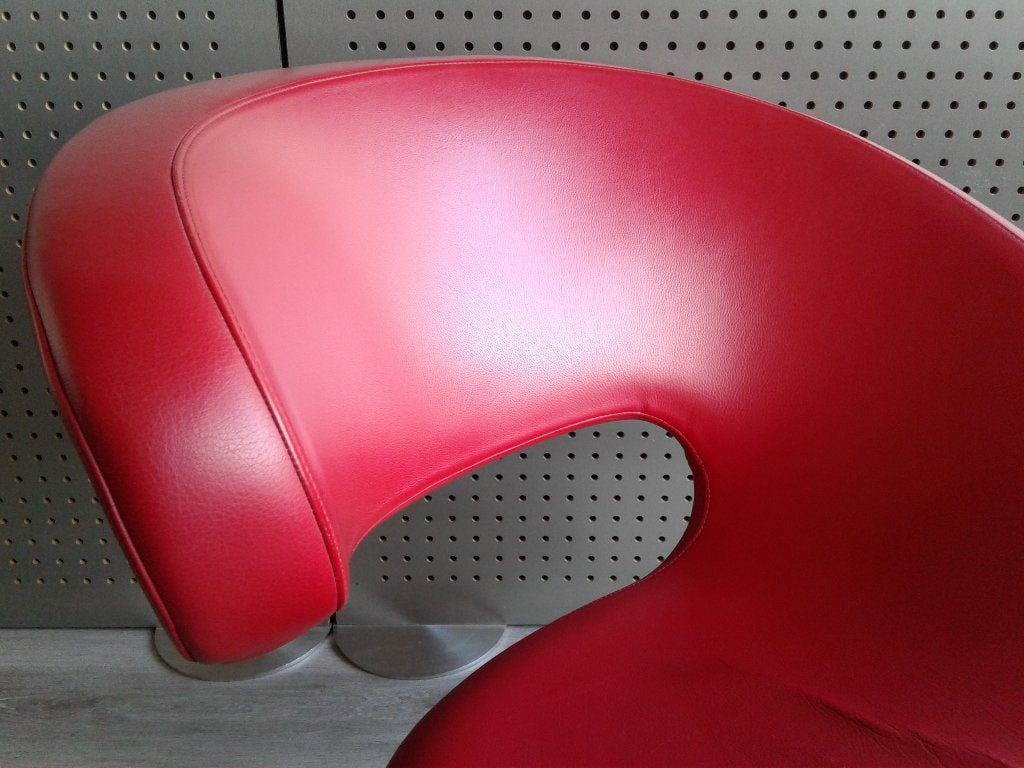 Variér (Stokke) Peel Club (Rood Leder), Heel Mooi!, Huis en Inrichting, Fauteuils, 75 tot 100 cm, Ophalen of Verzenden, Zo goed als nieuw
