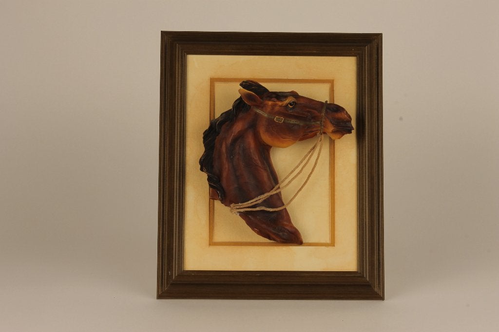Ingelijst 3D paardenhoofd - Realistisch kunstwerk, Realistisch, Dieren, Ophalen of Verzenden, Overige technieken
