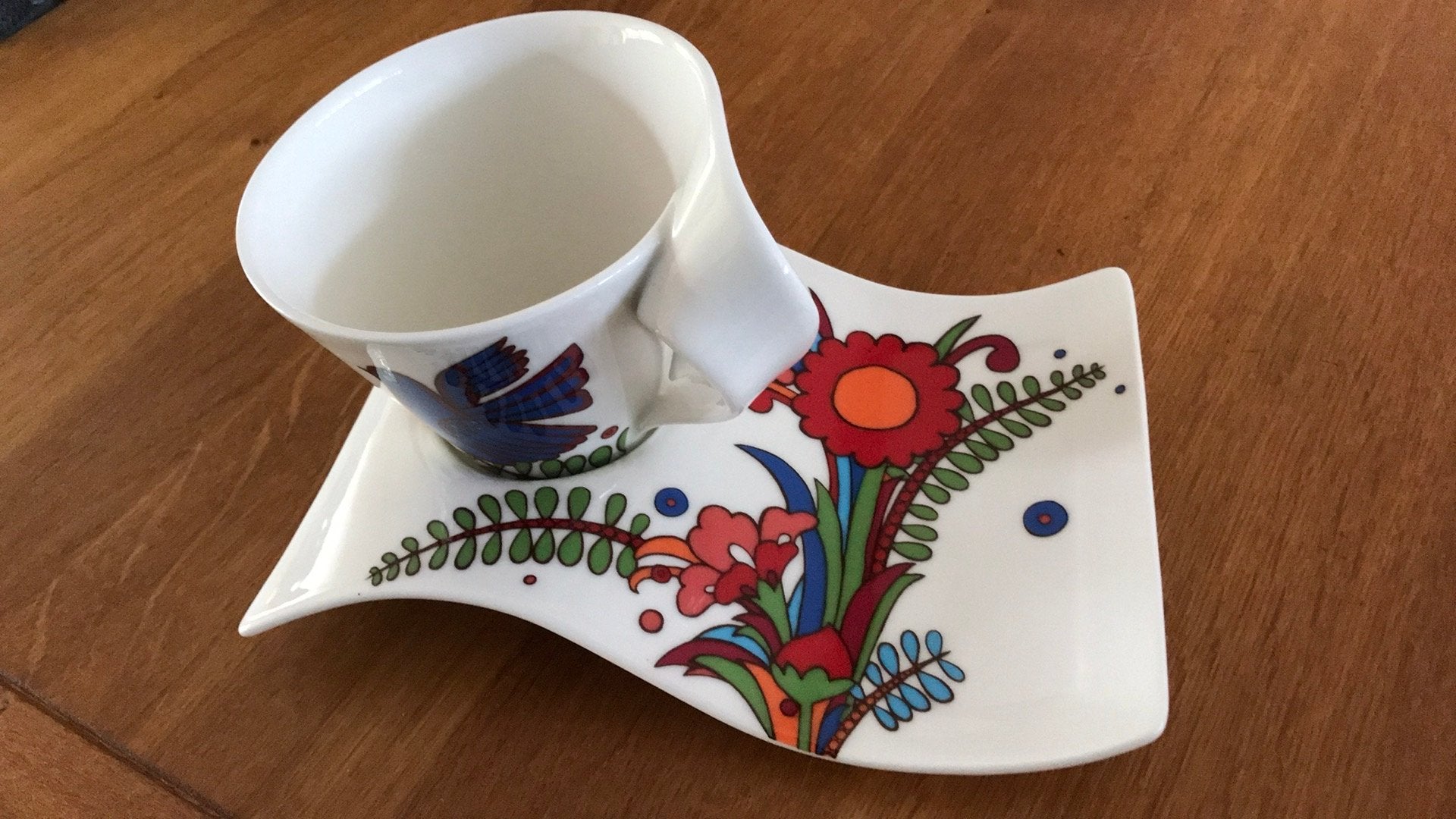 Vintage NewWave Acapulco coffie/ soep kop en schotel, Ophalen, Zo goed als nieuw, Overige stijlen, Kop(pen) en/of Schotel(s)