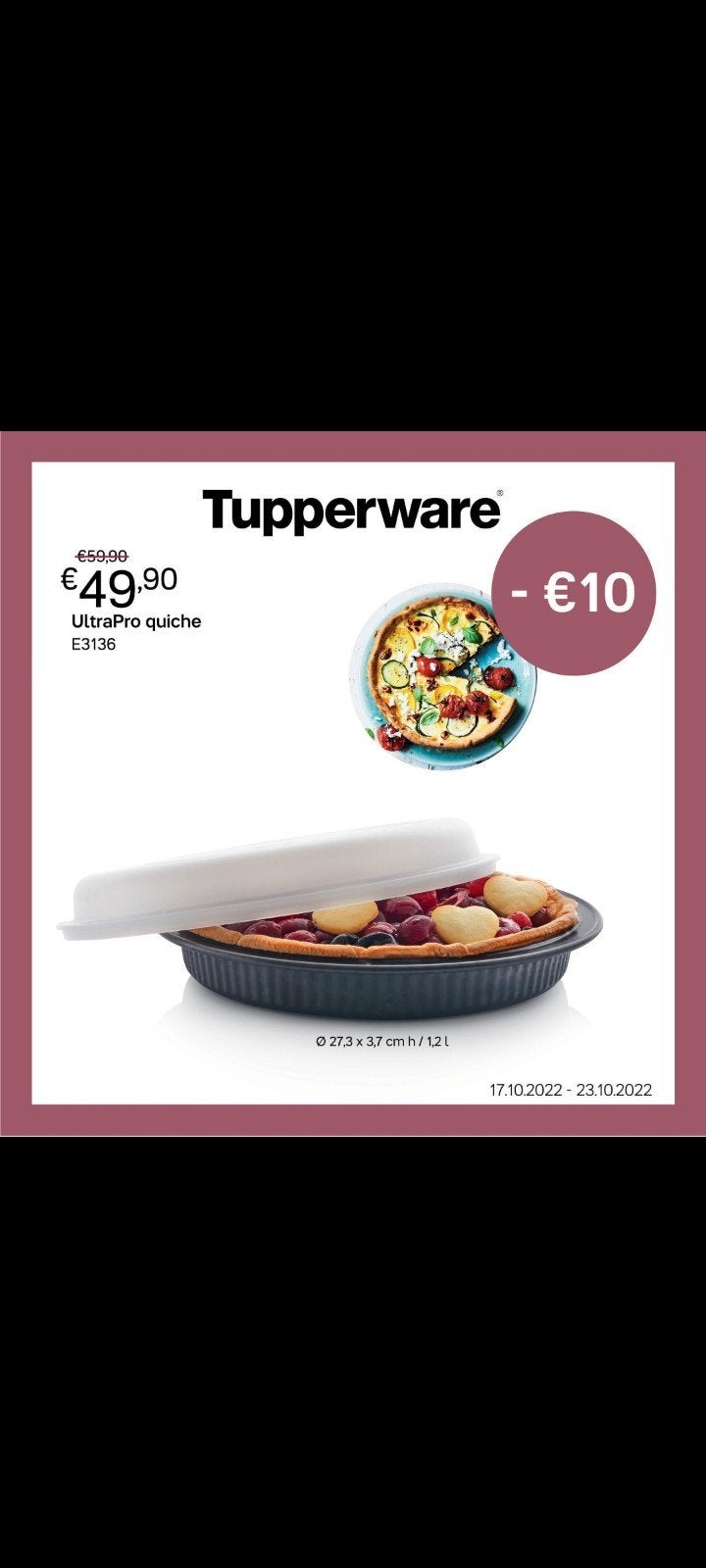 Tupperware UltraPro Quichevorm - Nieuw en Ongebruikt, Ophalen of Verzenden, Nieuw