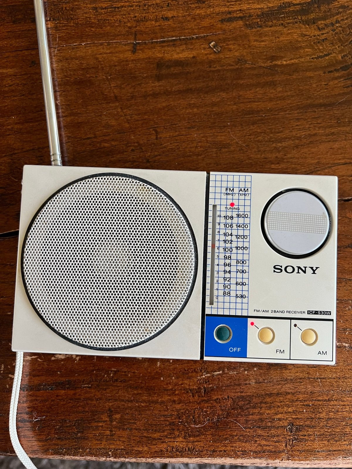 Sony ICF-S30W FM/AM 2-band radio - Vintage draagbaar, Ophalen of Verzenden, Gebruikt, Radio