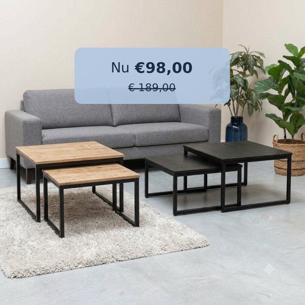 Salontafel sets mangohout | industrieel, Minder dan 55 cm, Nieuw, Overige vormen, Industrieel
