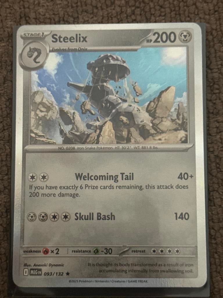 Pokémon kaart Steelix 093/132, Ophalen of Verzenden, Zo goed als nieuw, Losse kaart, Foil