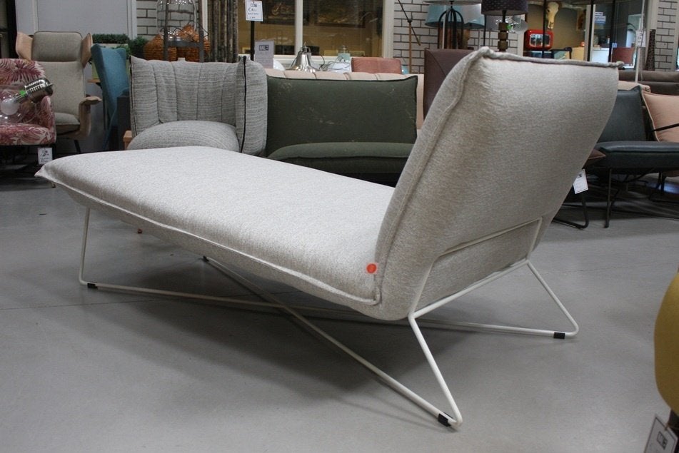 3 x luxe ligbed Chaise Longue EARL Jess design stof naturel, Ophalen, Zo goed als nieuw, Overige materialen