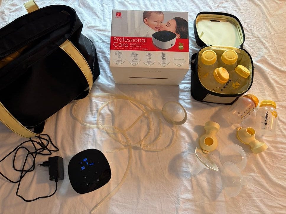 Horigen kolfapparaat met Medela flesjes en tas, Ophalen, Gebruikt