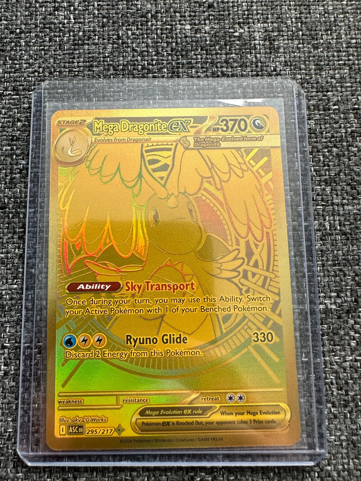 Mega Dragonite goud kaart, Ophalen, Zo goed als nieuw, Losse kaart, Foil