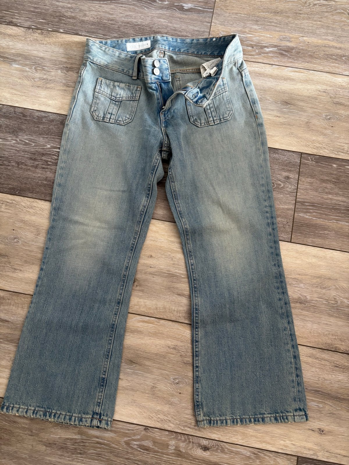 Zara flared jeans met zakken - Maat W30, Ophalen of Verzenden, Gedragen, Blauw, W30 - W32 (confectie 38/40)