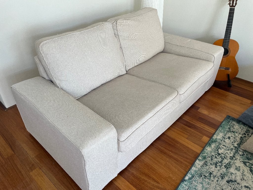 VIMLE 2-zitsbank, met brede armleuningen/Hillared beige, Ophalen, 150 tot 200 cm, Tweepersoons, 75 tot 100 cm