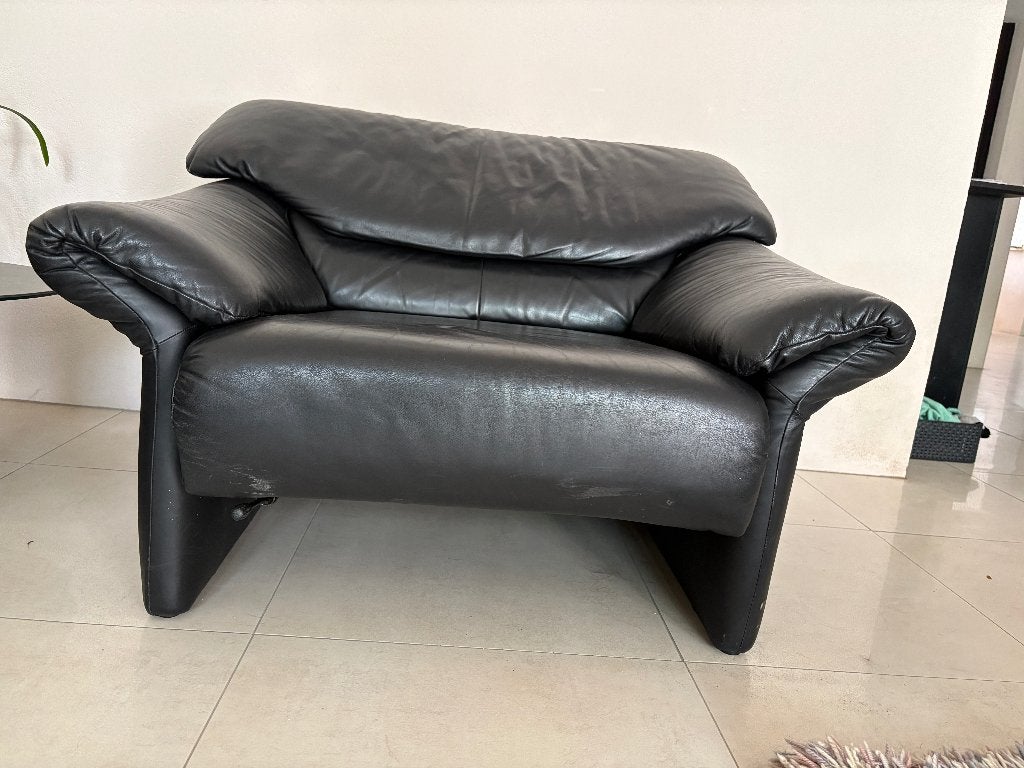 zwart leren stoel / loveseat merk Jung, Ophalen, Gebruikt, Eenpersoons, Minder dan 150 cm