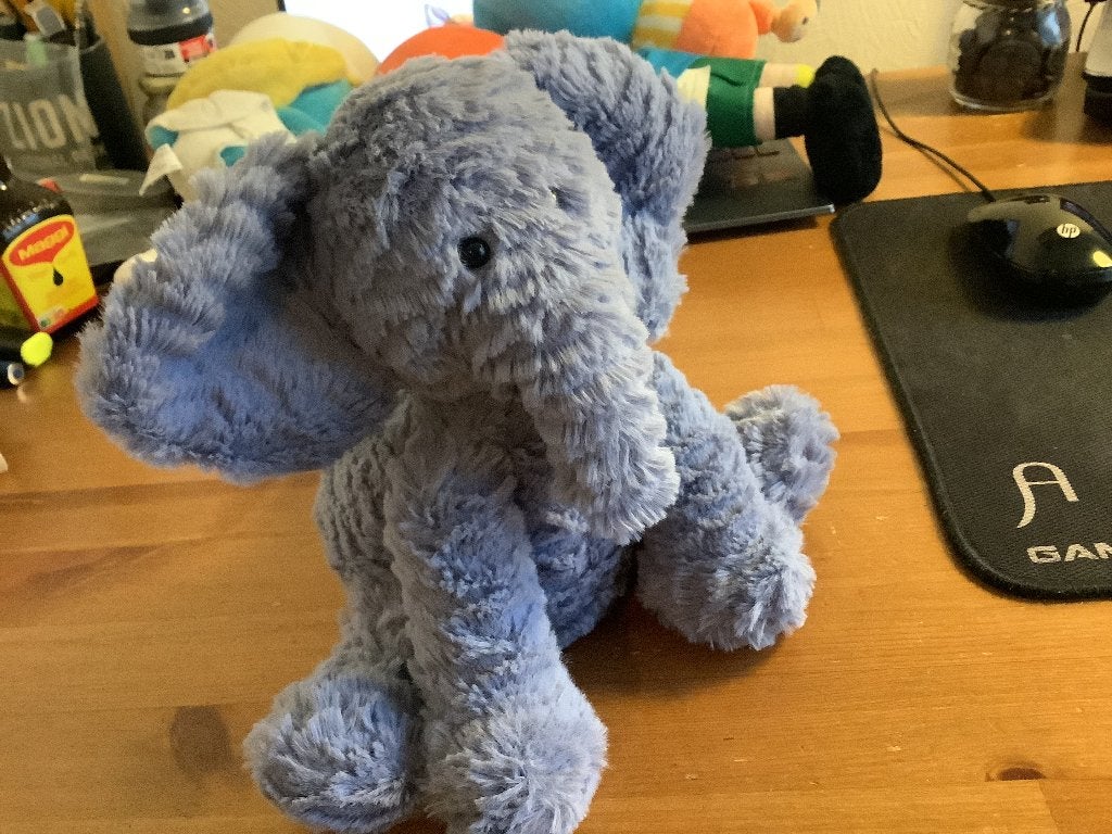 Olifant knuffel, jellycat. Grijs. 20 cm, Jellycat, Grijs, Ophalen of Verzenden, Olifant