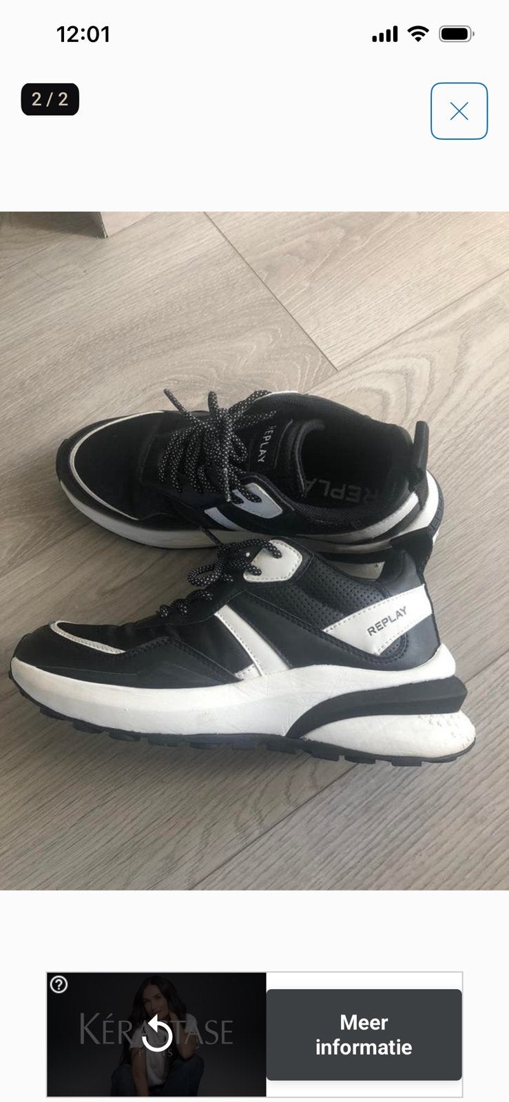 Replay 37, Ophalen of Verzenden, Zo goed als nieuw, Zwart, Sneakers of Gympen