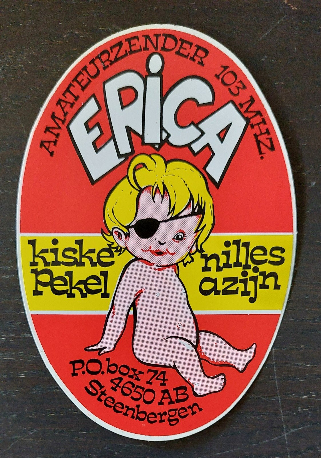 Sticker Erica Zendamateur Kiske Pekel Nilles Azijn piraat, Ophalen of Verzenden, Gebruikt