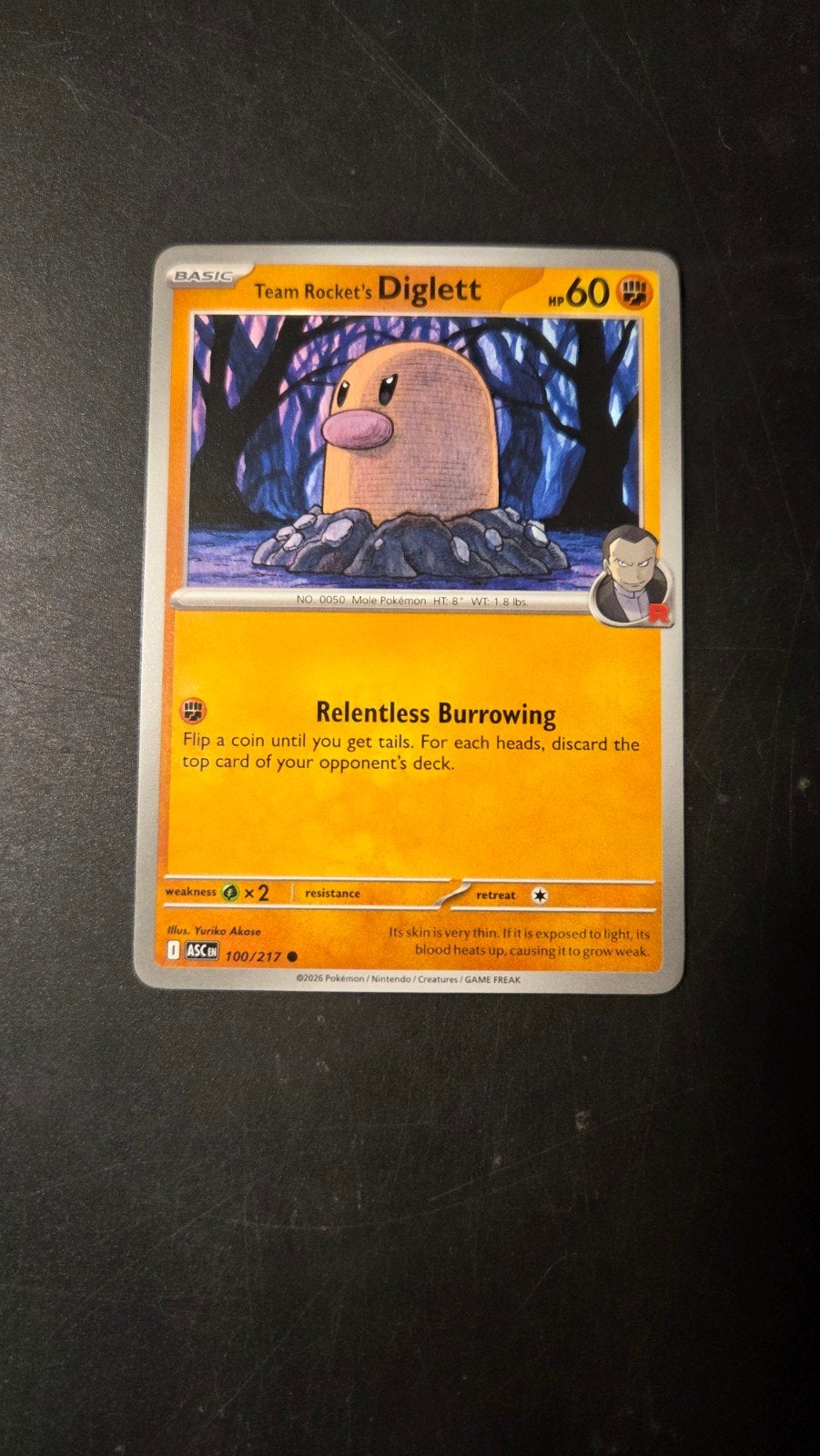 Team Rocket's Diglett 100/217 Ascended Heroes Pokémon Kaart, Verzenden, Zo goed als nieuw, Losse kaart