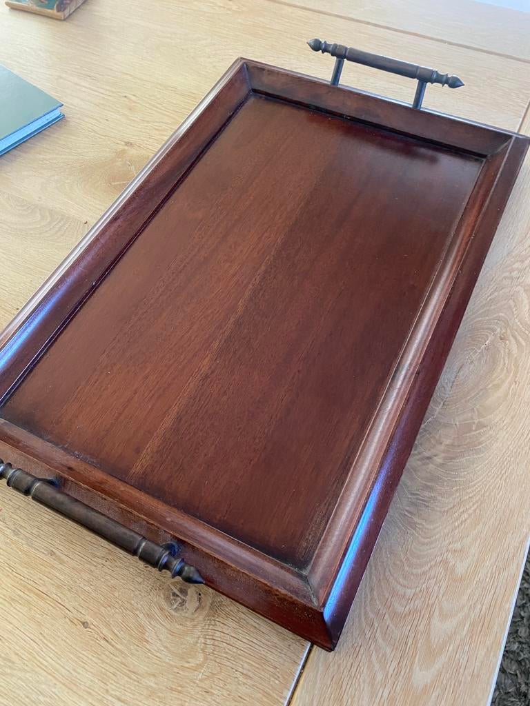 Massief teak houten dienblag, Ophalen, Zo goed als nieuw, Rechthoekig, Hout