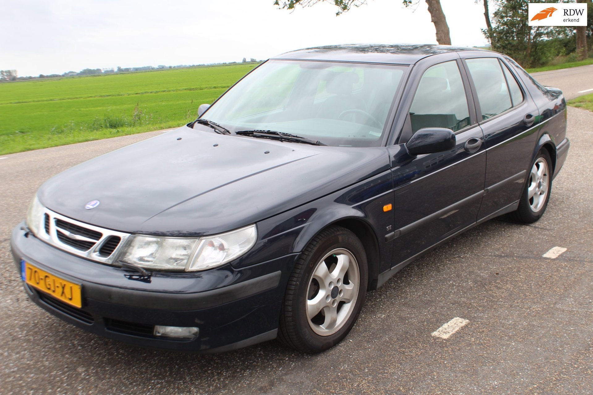 Saab 9-5 3.0t // automaat / leer / apk 09/2027 //, Auto's, Zwart, Blauw, Bedrijf, Sedan