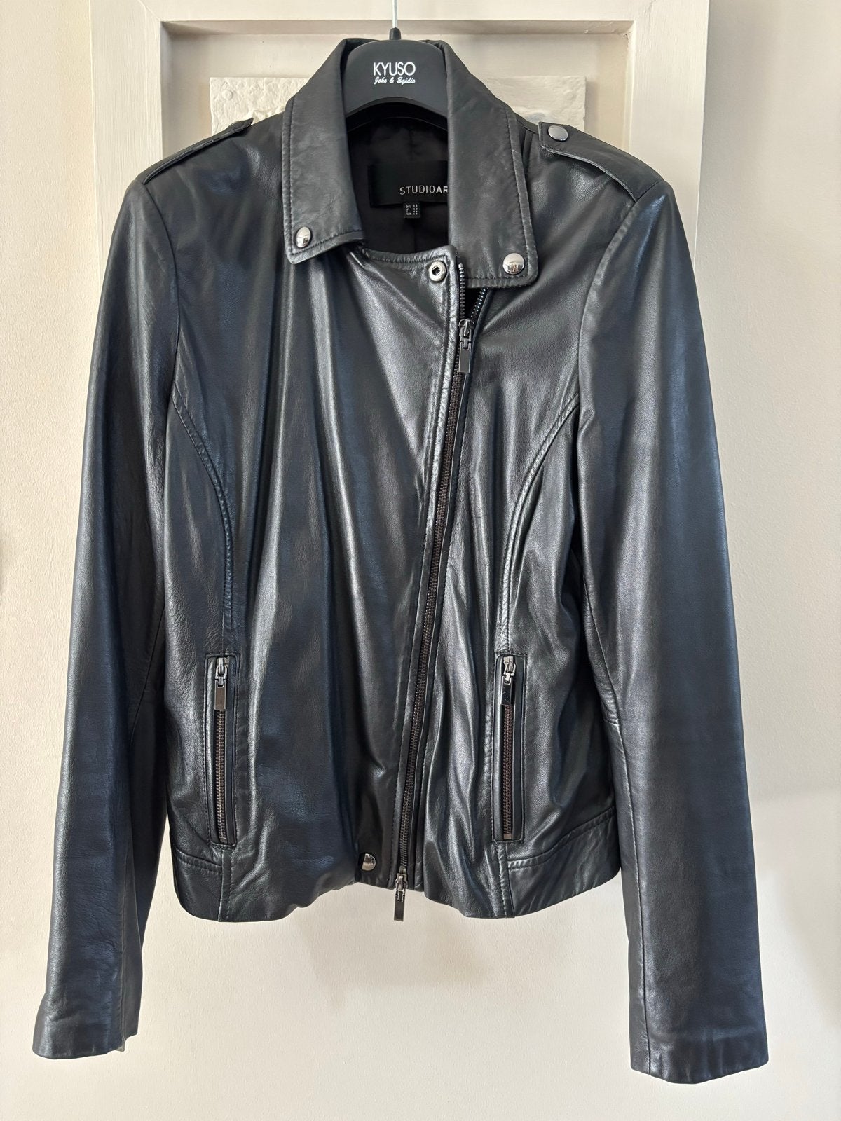 Studio AR Leren Jas Maat 38 - Zo goed als nieuw, Kleding | Dames, Ophalen of Verzenden, Zo goed als nieuw, Maat 38/40 (M), Zwart