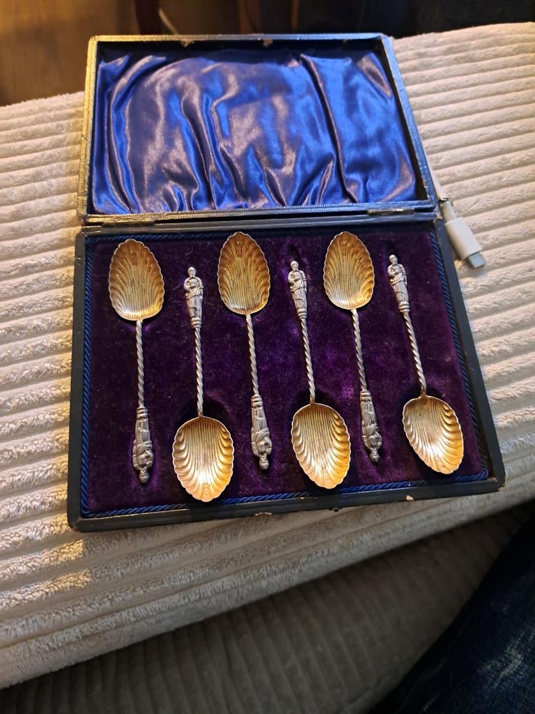 Antieke Sterling Zilveren Apostellepels (6x) - Sheffield 189, Antiek en Kunst, Ophalen of Verzenden, Zilver