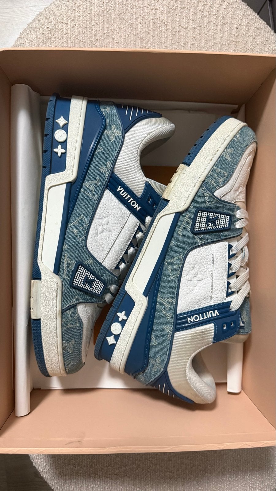 Louis Vuitton LV Trainer Sneakers Blauw, Blauw, Ophalen of Verzenden, Sneakers of Gympen, Zo goed als nieuw