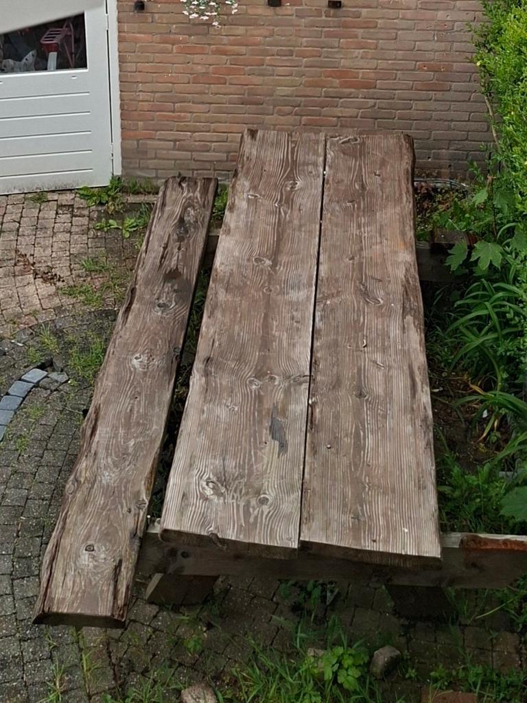 Grote 3 meter picknicktafel, Ophalen, Gebruikt, Rechthoekig, Hout